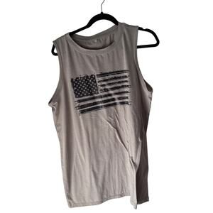 Men’s Sleeveless Graphic Tank Top Large Gray – Grunge USA‎ Flag